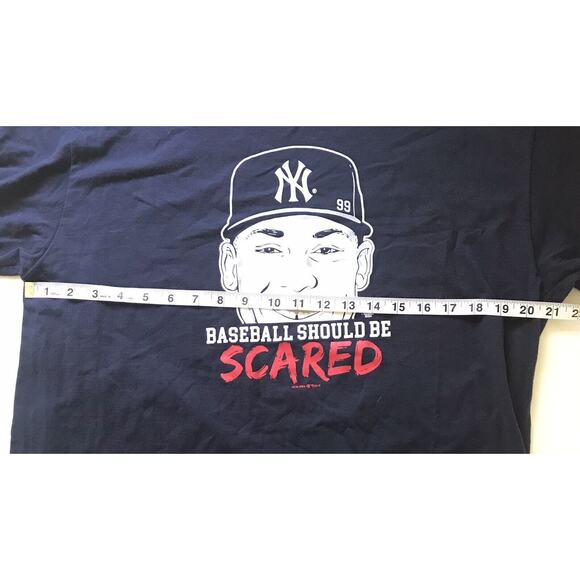 Aaron Judge New York Yankees Baseball Should Be Scared Shirt New Era Size L - Picture 6 of 7
